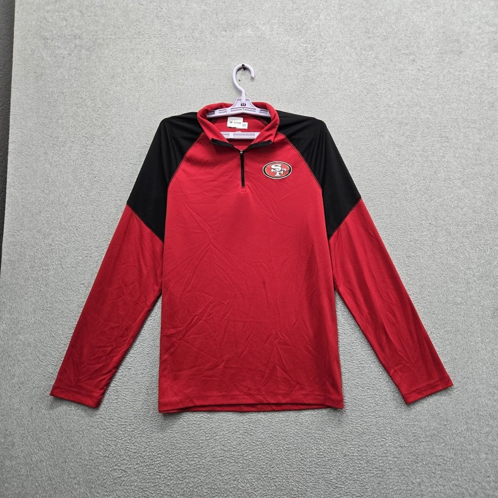 San Francisco 49ers Men Shirt M Red Quarter Zip NFL Team Apparel Colorblock